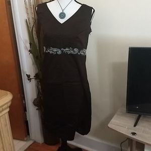 Ann Taylor brown dress with turquoise accents